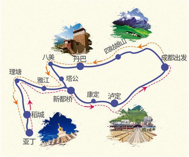 稻城亞丁自駕指南線(xiàn)路圖